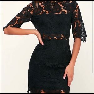 Lulus “A Fine Romance Black Lace Dress”